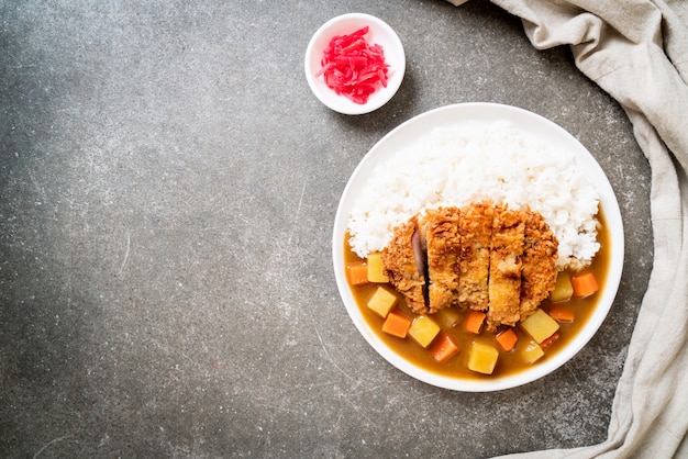 Crispy fried pork cutlet with curry and rice