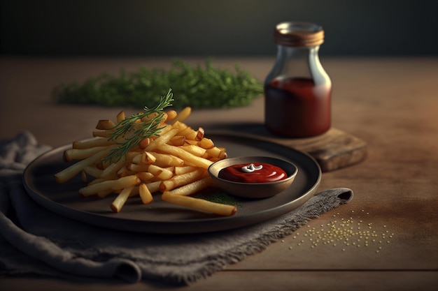 Photo crispy and golden french fries