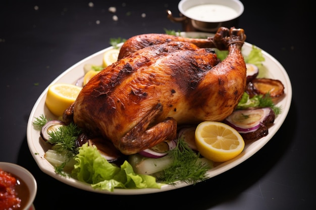 Crispy indulgence Roasted chicken with a golden exterior tender and succulent within