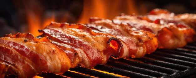 Crispy juicy grilled bacon Barbeque Generative AI