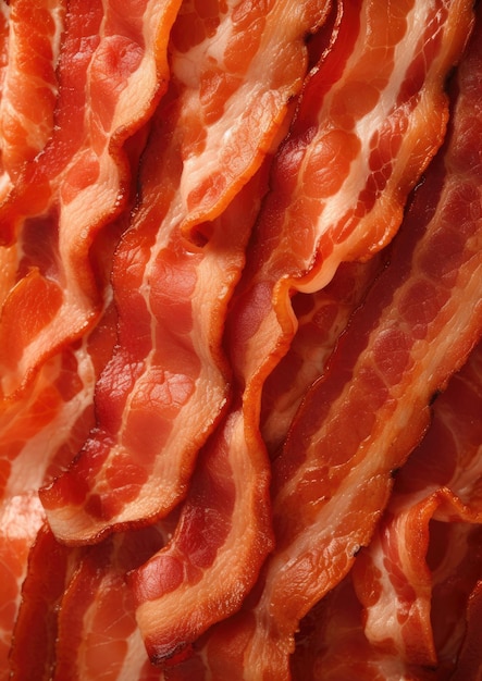 Crispy juicy slices of bacon close up Generative AI