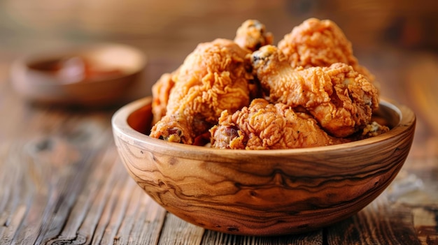 crispy kentucky fried chicken in a wooden table