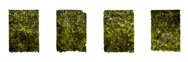 Crispy nori seaweed on white background Japanese dry seaweed sheets