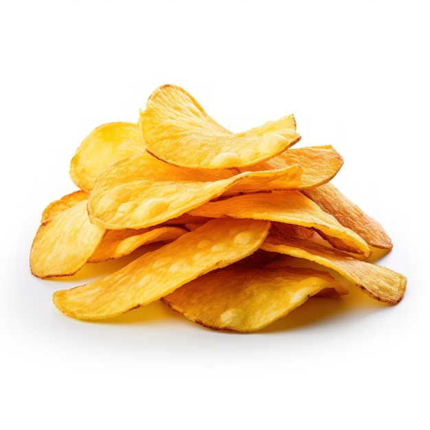 Crispy Potato Chips A HighResolution Image Isolated on White Background