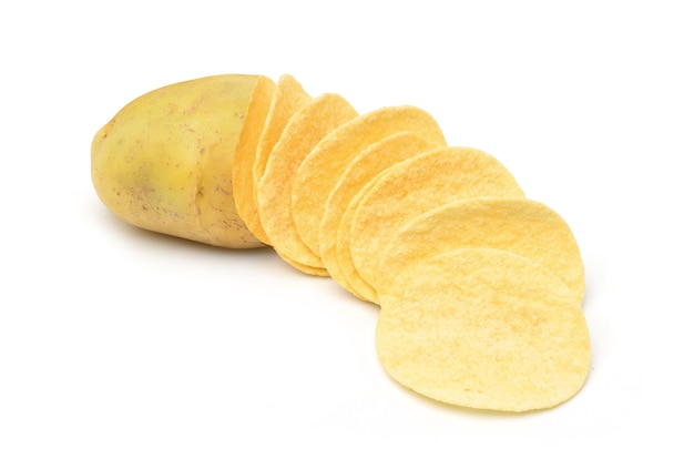 Crispy potato chips isolated on white