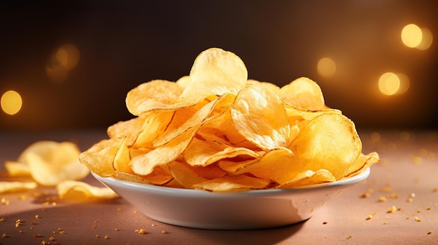Crispy potato chips in a plate