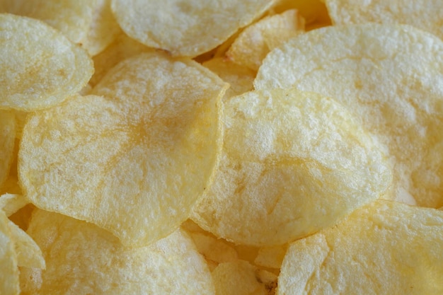 Crispy potato chips snack texture background