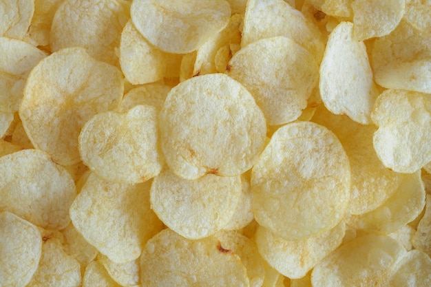 Crispy potato chips snack texture background