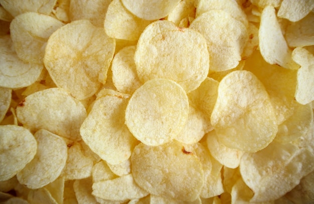 Crispy potato chips snack texture background