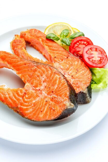 Crispy roasted salmon steak