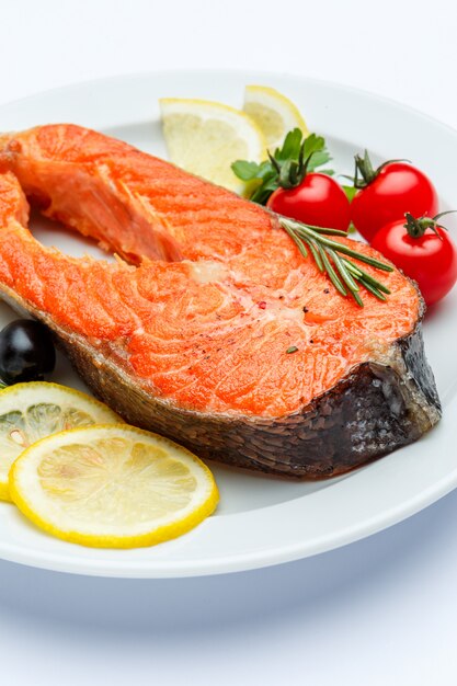 Crispy roasted salmon steak