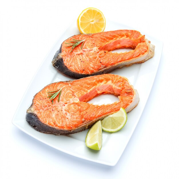 Crispy roasted salmon steak