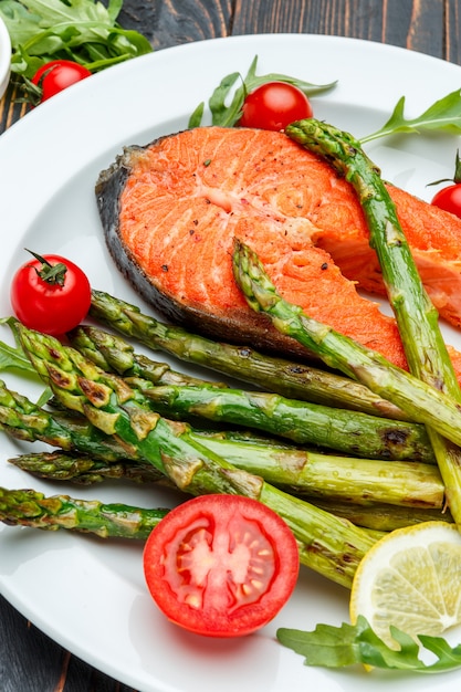 Crispy roasted salmon steak