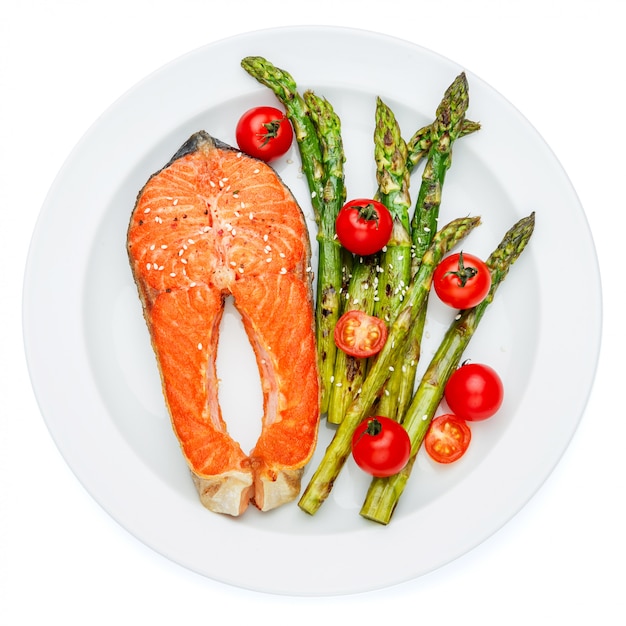 Crispy roasted salmon steak