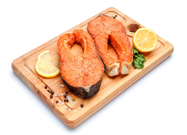 Crispy roasted salmon steak