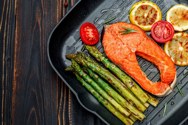 Crispy roasted salmon steak