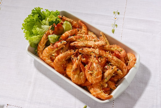 Crispy shrimp in garlic and oil a traditional snack of Brazilian cuisine