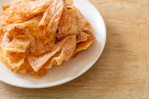 Crispy Taro Chips - fried or baked sliced taro