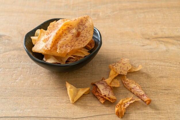 Crispy Taro Chips - fried or baked sliced taro