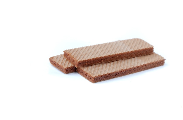 Crispy wafer with chocolate filling isolated  