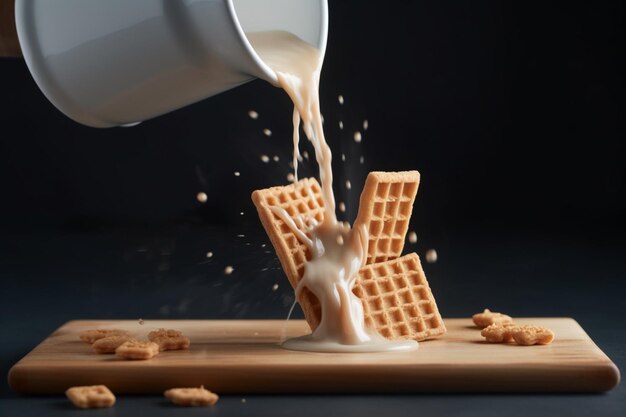 Crispy wafer with Milk Splash form jug