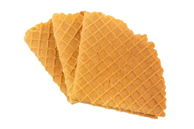 Crispy wafers on a white background, isolated