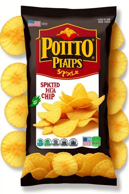 Photo crispy wavy potato chips with realistic package 3d vectorpromo poster with crunchy ripplesnackpieces