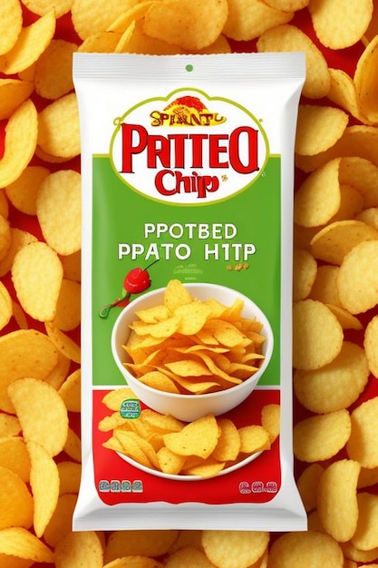 Хрустящие волнистые картофельные чипсы с реалистичной упаковкой 3D векторный промо-постер с хрустящими волнистыми закусками