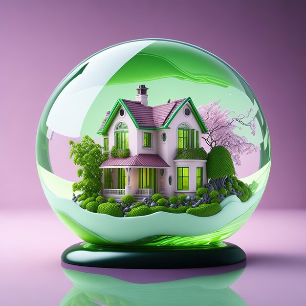 Photo cristal house green earth concept