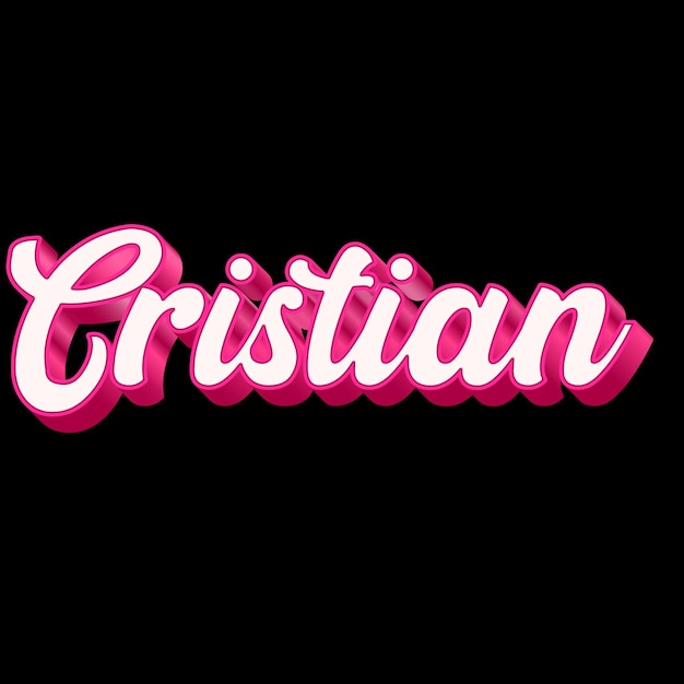 Cristian Typography 3D Design Pink Black White Background Photo JPG