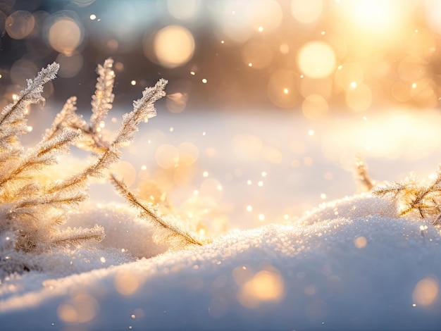 Photo cristmas background on snowy field in winter ai generative