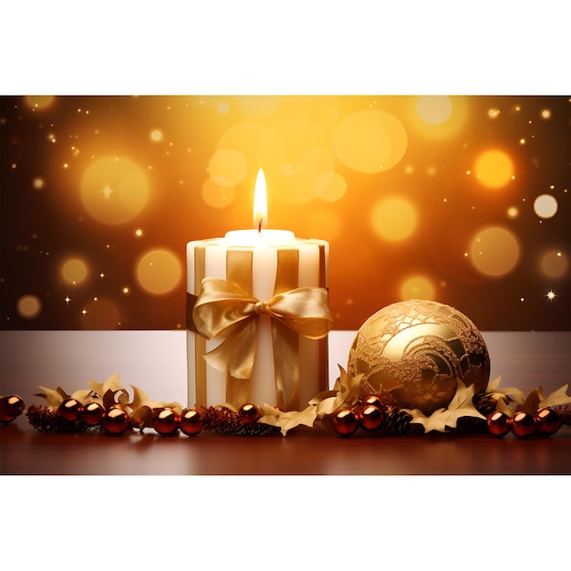 Cristmas ball and candle background image