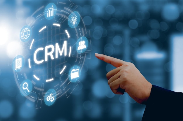 CRM Customer relationship management automatiseringssysteem software.business technologie op virtueel scherm concept.