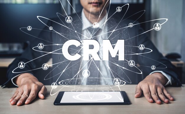 Photo crm customer relationship management for business sales marketing system concept