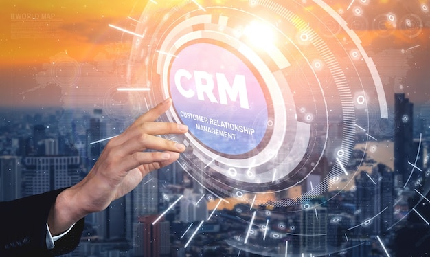 Foto crm customer relationship management per il concetto di sistema di marketing delle vendite aziendali