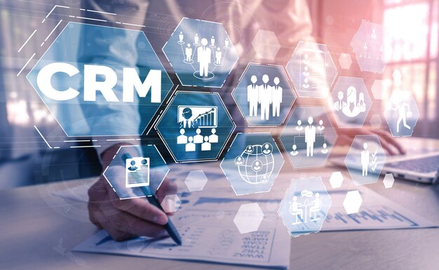 Photo crm customer relationship management for business sales marketing system concept