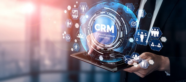 Photo crm customer relationship management for business sales marketing system concept