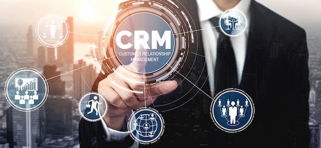 ビジネスセールスマーケティングシステムコンセプトのCRM顧客関係管理