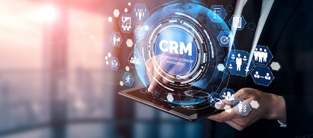 CRM Customer Relationship Management voor bedrijfsverkoopmarketsysteemconcept