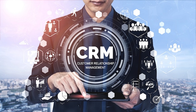 CRM Customer Relationship Management voor bedrijfsverkoopmarketsysteemconcept