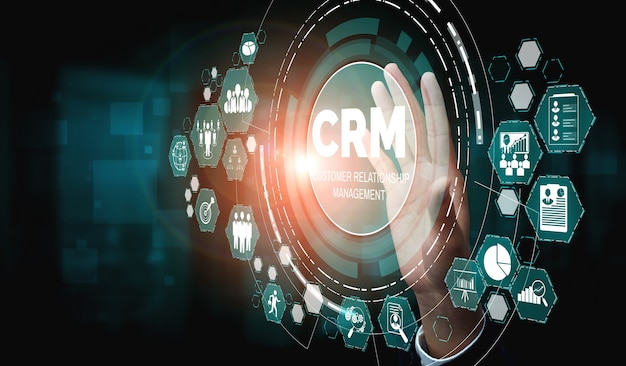 Foto crm customer relationship management voor business sales marketing systeemconcept business