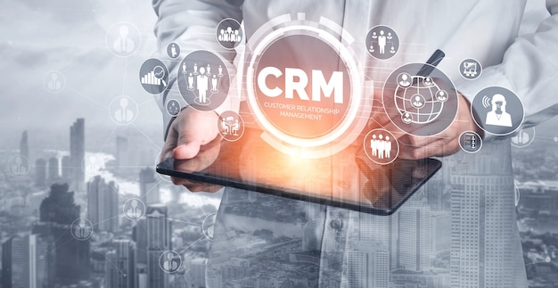 CRM Customer Relationship Management voor business sales marketing systeemconcept