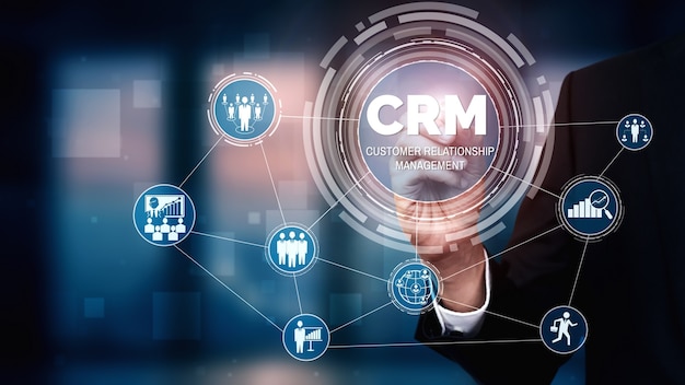 CRM Customer Relationship Management voor business sales marketing systeemconcept