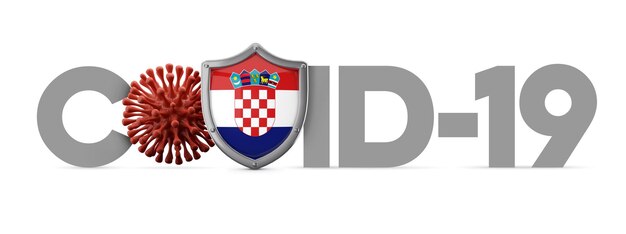 Croatia covid coronavirus protective shield  d render