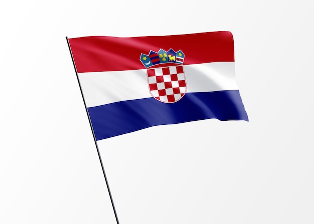 Croatia flag flying high in the isolated background. Croatia independence day