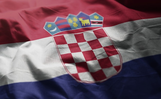 写真 クロアチアの旗しわくちゃのクローズアップ