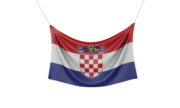 Croatia national flag hanging fabric banner d rendering