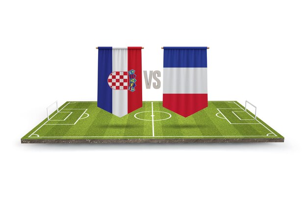 Croatia versus France soccer match 3D Rendering