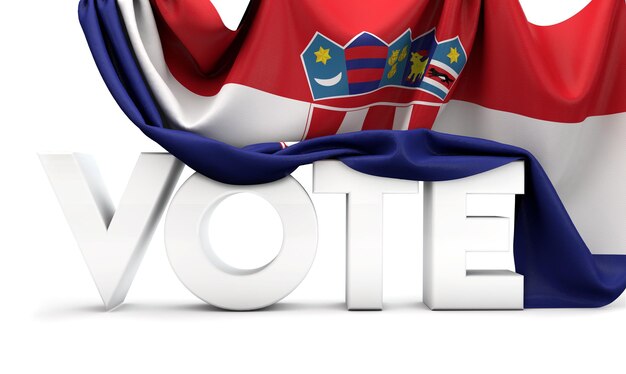 Croatia vote concept vote word covered in national flag d render