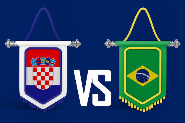 크로아티아 VS 브라질 국기 배너
